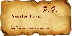 Preszler Fanni névjegykártya